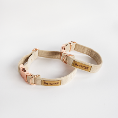 Welurowa obroża dla psa w kolorze jasnego beżu