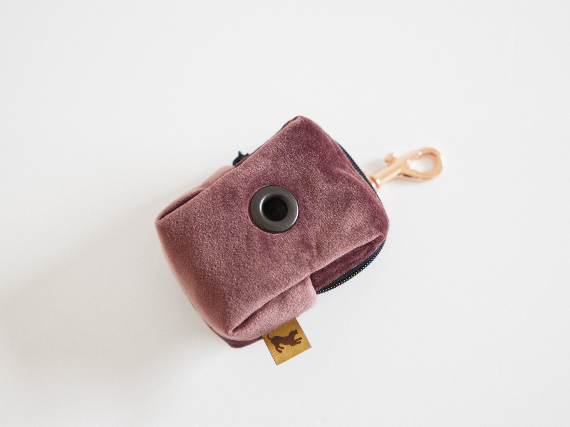 Welurowe wrzosowe etui na kupoworki dla psa