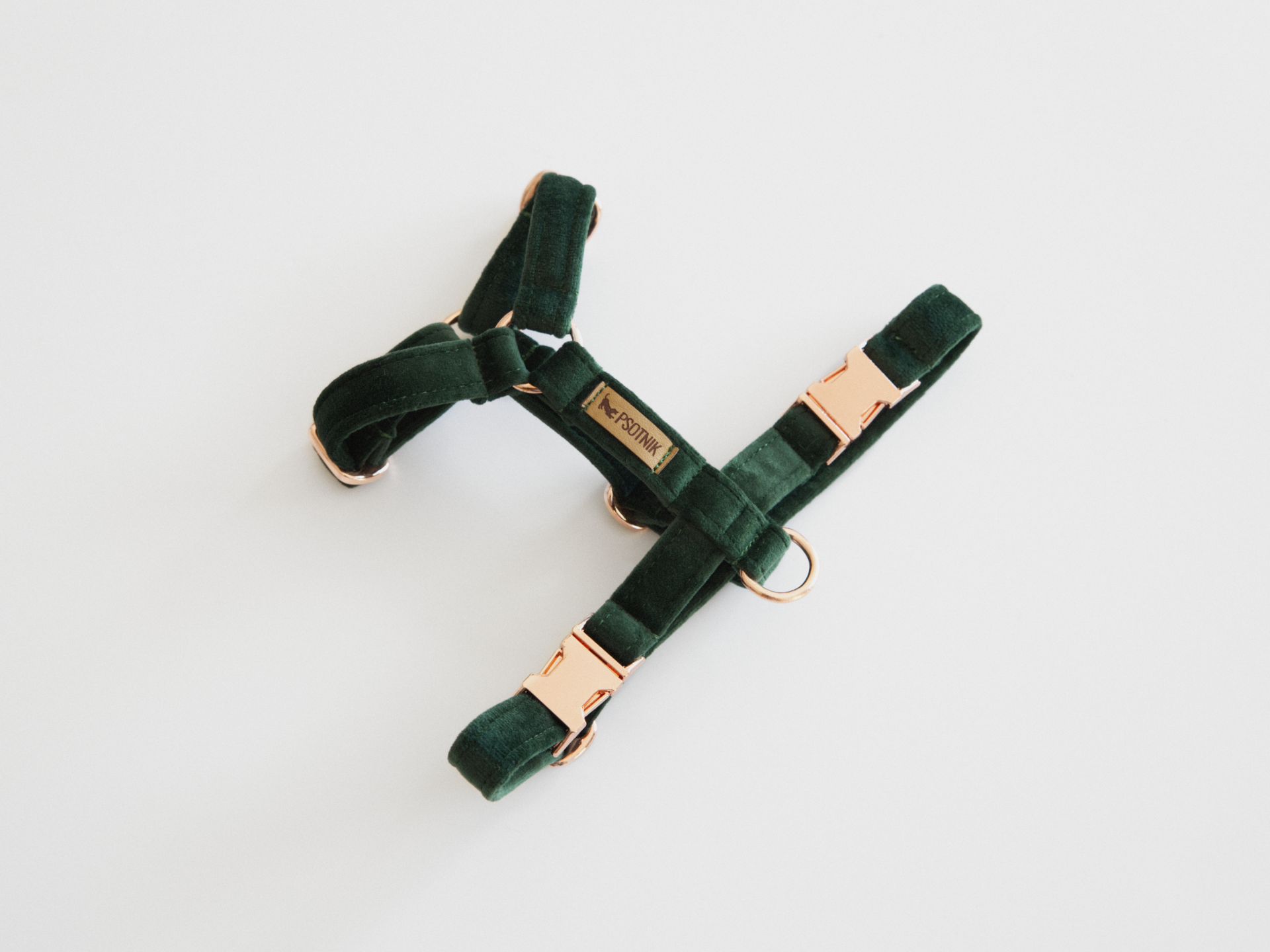 Welurowe szelki typu guard dla psa w kolorze butelkowej zieleni