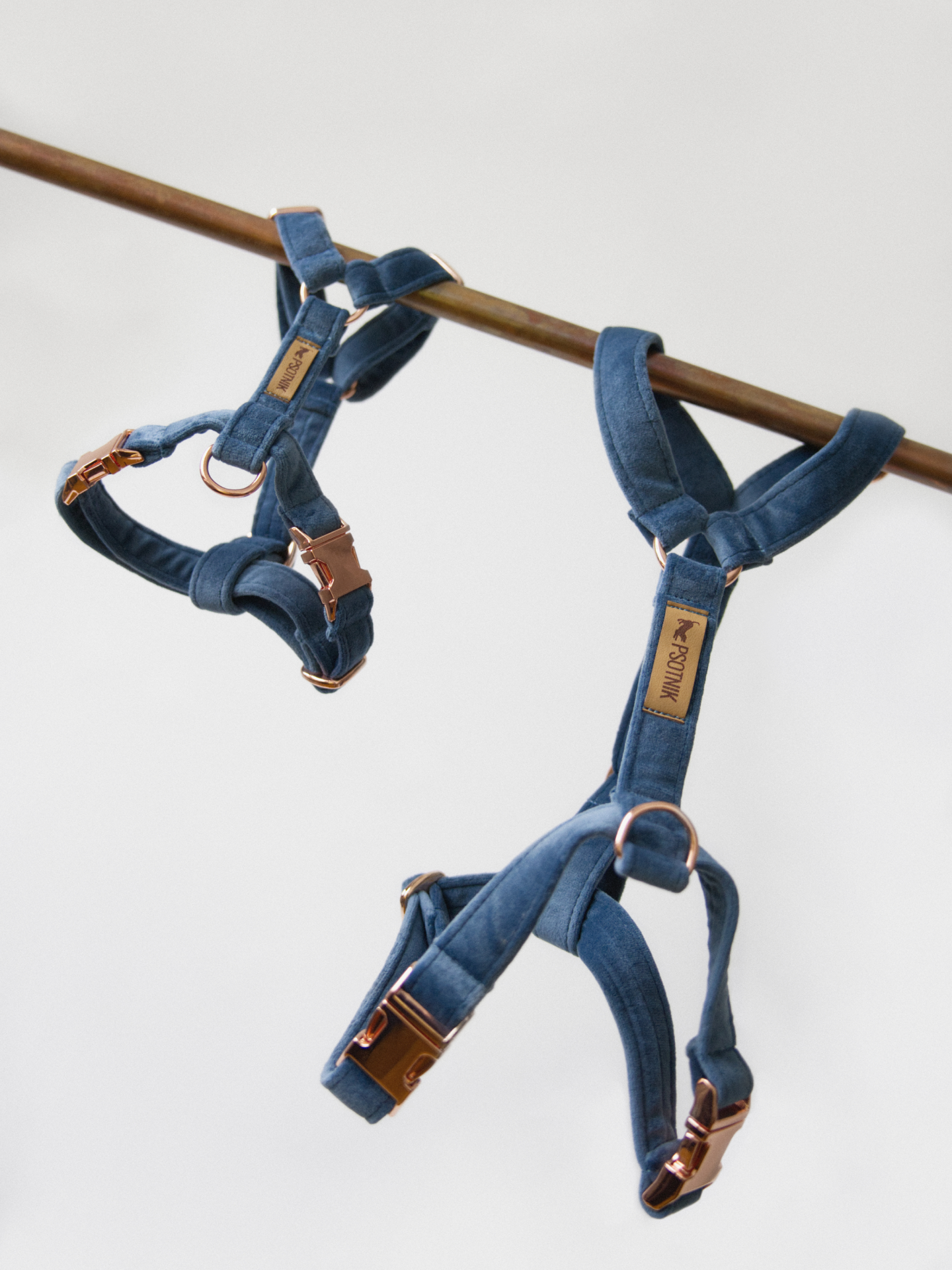 niebieskie welurowe szelki rozmiar XS i L