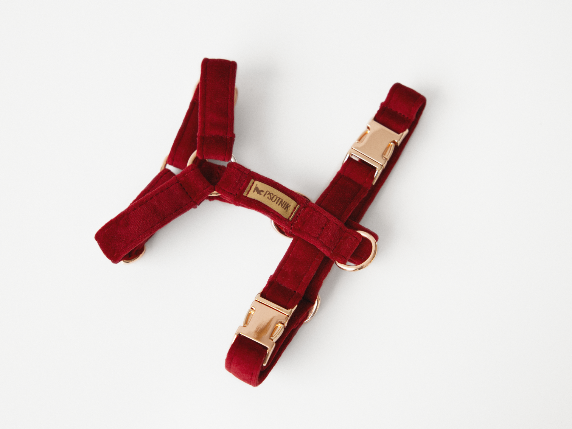 Welurowe bordowe szelki typu guard dla psa