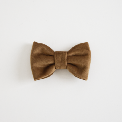 Brązowa welurowa kokarda dla psa