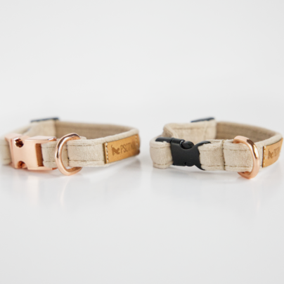 Obroża z klamrą XXS dla małego psa w kolorze beżowym