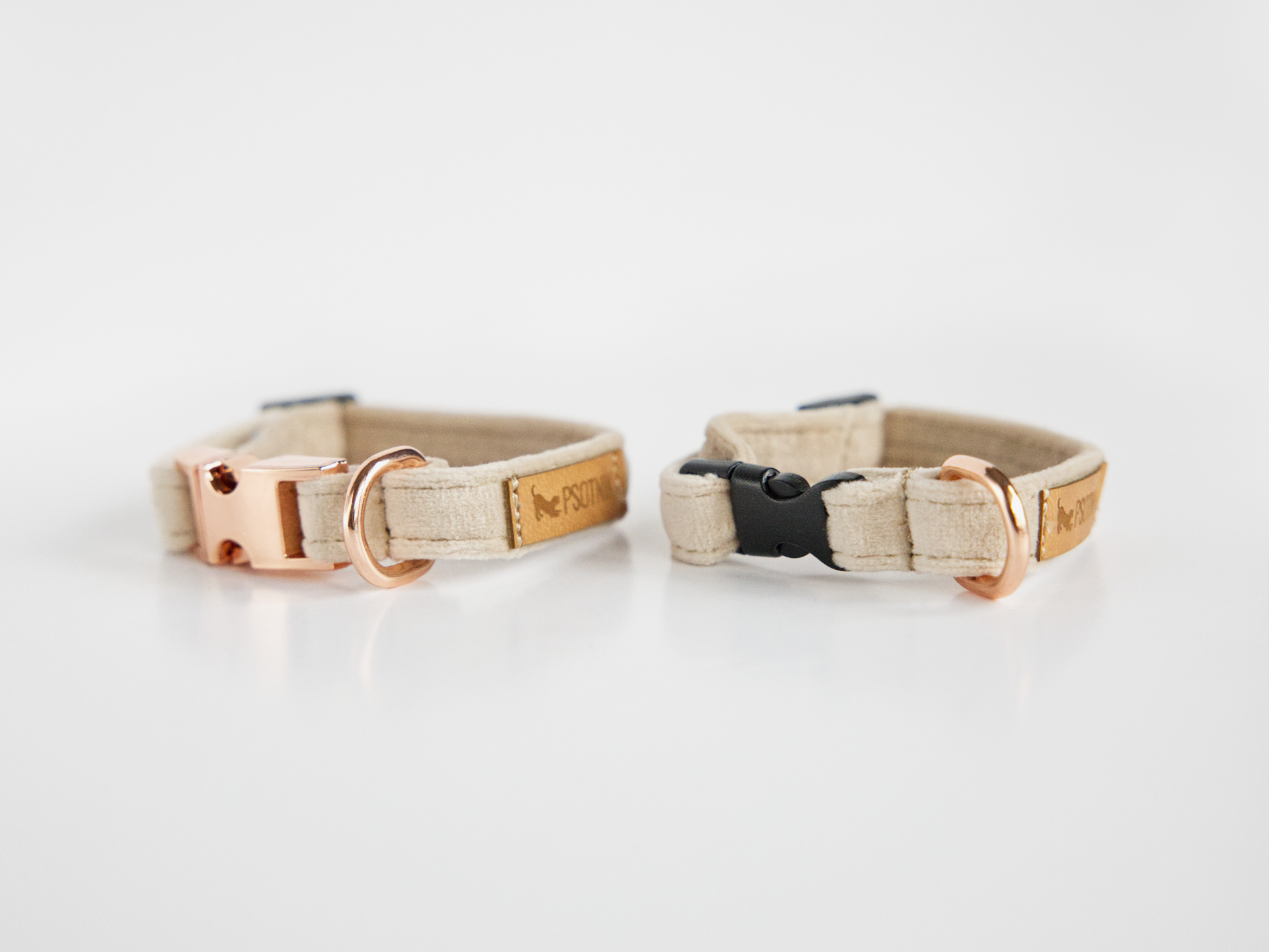 Obroża z klamrą XXS dla małego psa w kolorze beżowym