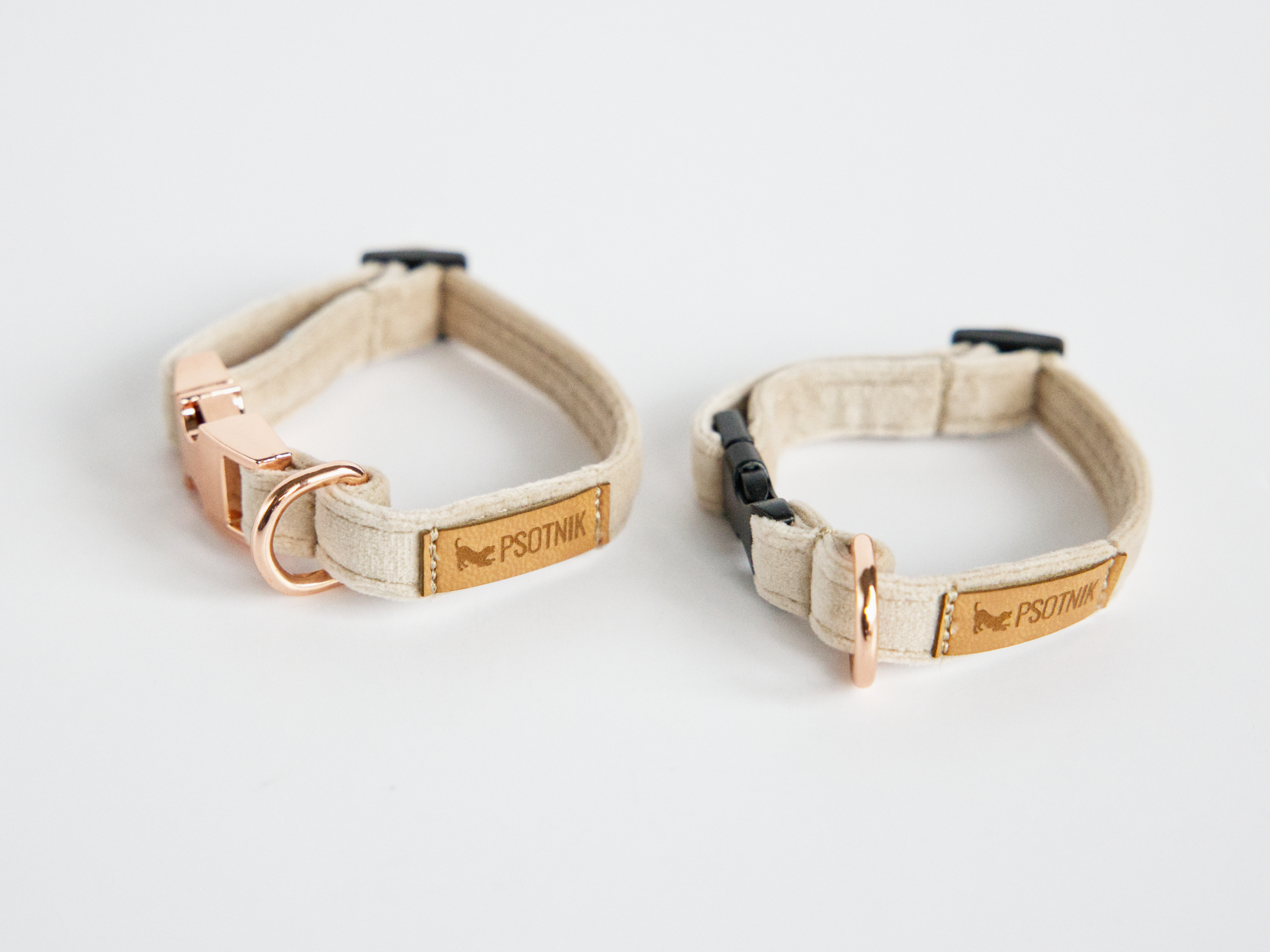 Obroża z klamrą XXS dla małego psa w kolorze beżowym